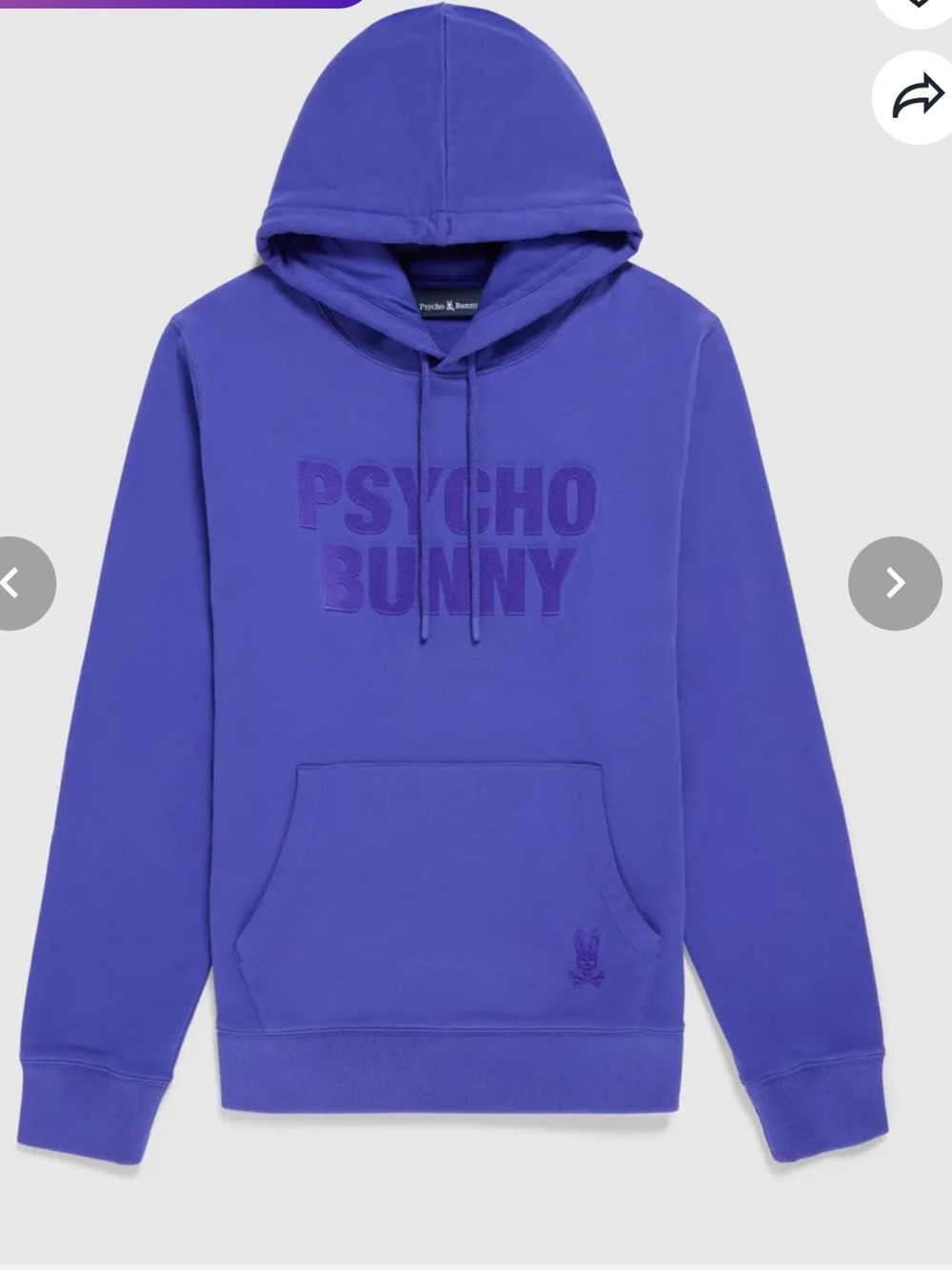 PSYCHO BUNNY MENS STANFORD FLOCKING HOODIE - COLOR LIBERTY / SIZE L BNWT